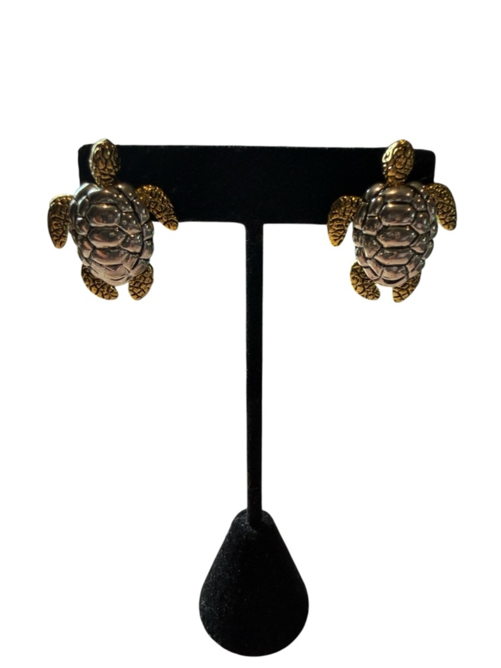 NWT Two-Tone Gold & Silver Sea Turtle Stud Earrings Coastal Nautical Beach Chic